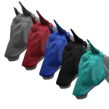 Showman Long Nose Mesh Rip Resistant Fly Mask with Ears and Velcro Closure