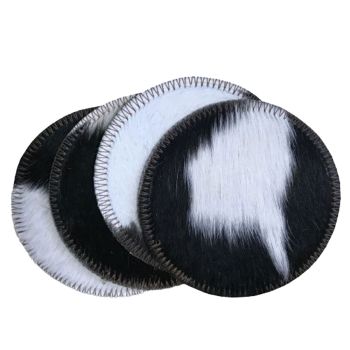 Black and White Cowhide Coasters - Sold Individually