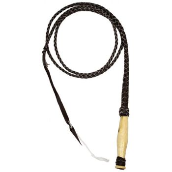 10 foot Leather braided bull whip with wooden handle