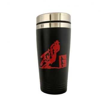 16oz Stainless Steel Black coated tumbler with Red Barrel Racer Decal