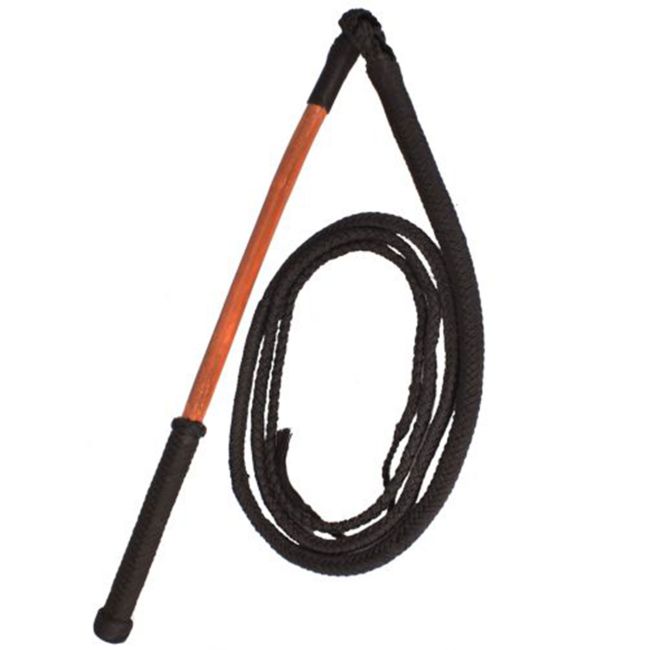 10ft Braided Nylon Bull Whip with Wooden Handle