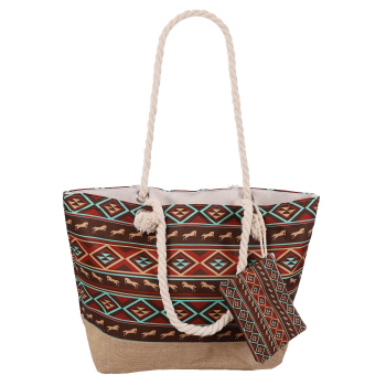 Sacred Hoofprints Medium Burlap Bottom Weekender Tote