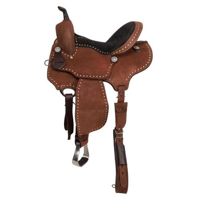 Mocha Roughout Barrel Style Saddle - 15 Inch