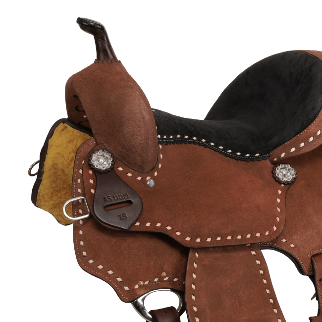 Mocha Roughout Barrel Style Saddle - 15 Inch #3