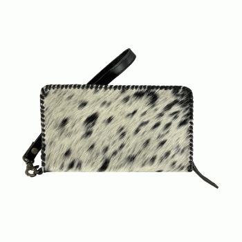 Showman Black and White Hair on Cowhide Clutch Wallet