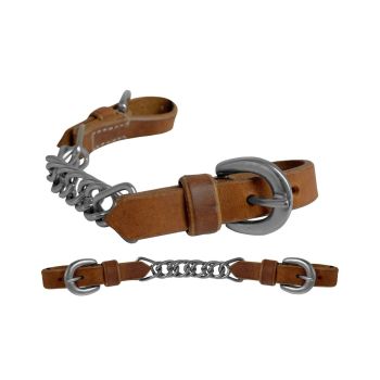 Showman Argentina Cow Leather Flat Link Curb Chain