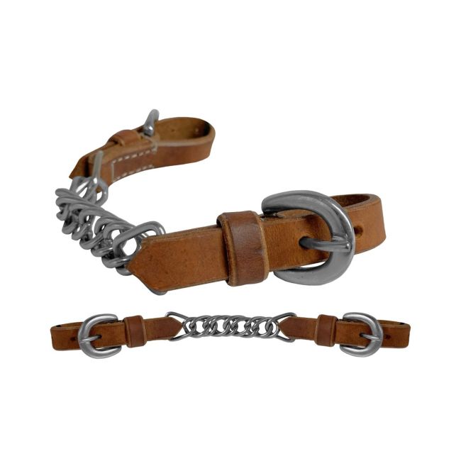 Showman Argentina Cow Leather Flat Link Curb Chain