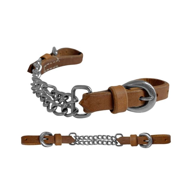 Showman Argentina Cow Leather Double Flat Link Curb Chain