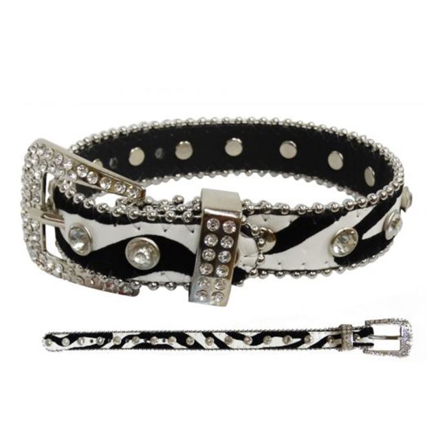 Showman Couture Zebra print leather fashion dog collar with crystal rhinestones