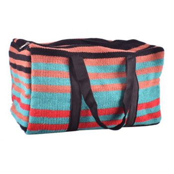 Showman Brown, Teal, and Red 100% Wool Serape Saddle Blanket Duffel Bag