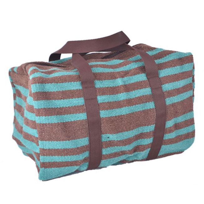 Showman Turquoise and Brown 100% Wool Serape Saddle Blanket Duffle Bag