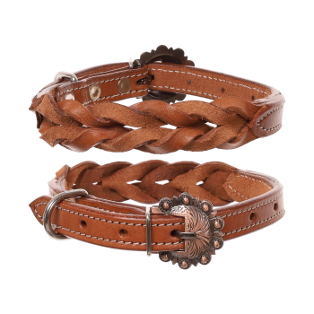 Showman Twist Braid Leather Dog Collar