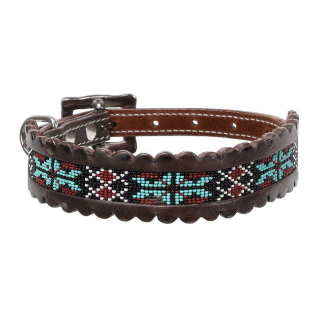 Showman Aztec Fusion Beaded Leather Dog Collar #2