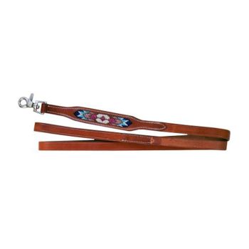 Showman Couture genuine leather dog leash with beaded inlay