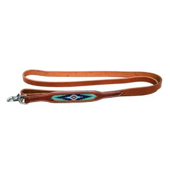 Showman Couture 5ft genuine leather dog leash with beaded inlay