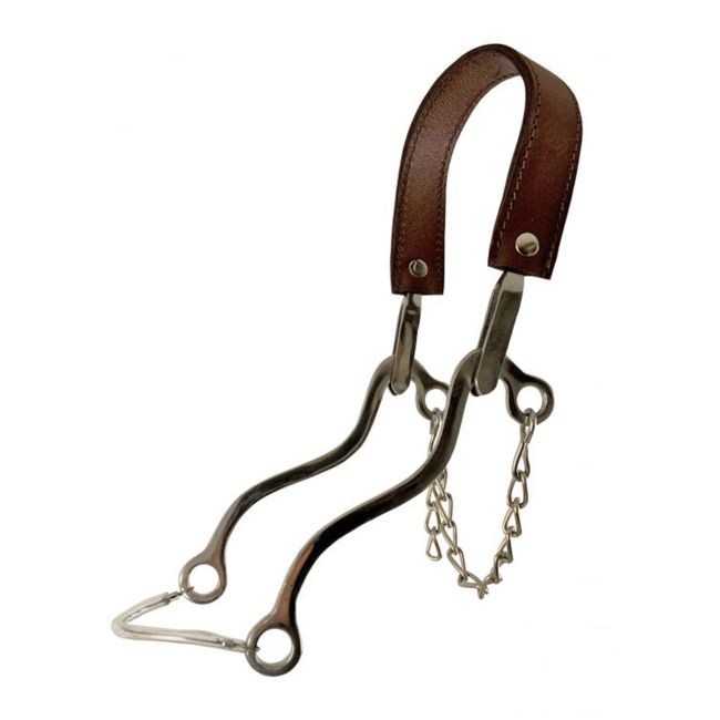 Showman Stainless Steel Hackamore with leather strap