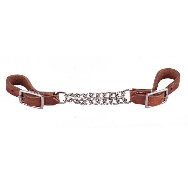 Showman Harness leather adjustable curb chain with double chain