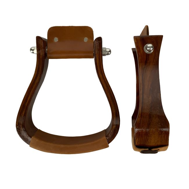 Showman Dark Finish Wooden Stirrups #2