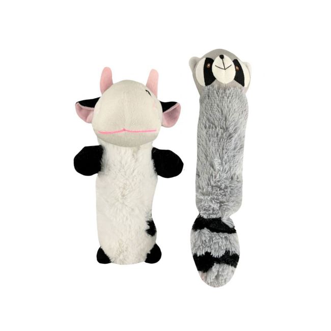 Cow&#47;Racoon Plush Dog Toy with squeaker and water bottle inside