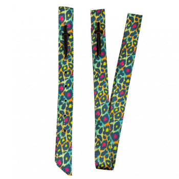 Showman Rainbow Cheetah Print Nylon Tie Strap and Off Billet Set