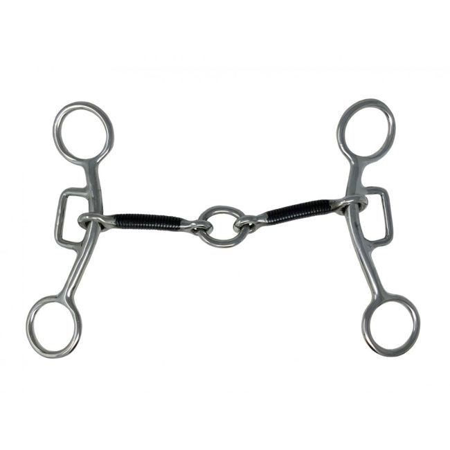 Showman stainless steel dog bone snaffle bit with rings