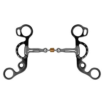 Showman Short Shank Three Piece Sweet Iron Snaffle With Copper Roller