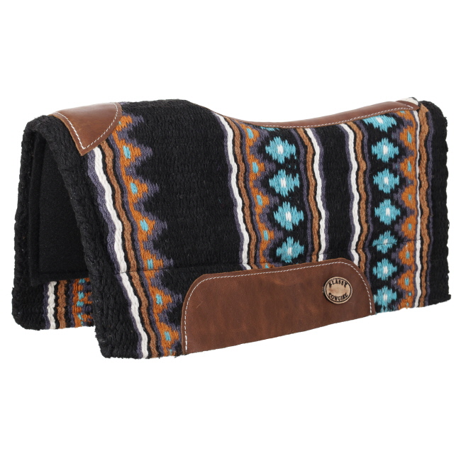 Klassy Cowgirl 28" x 30" Barrel Style Saddle Pad - Turquoise, Orange and Black #2