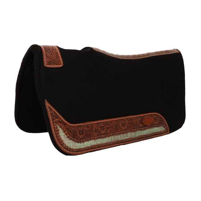 Klassy Cowgirl 28" x 30" Teal Bayou Black Felt Saddle Pad #2