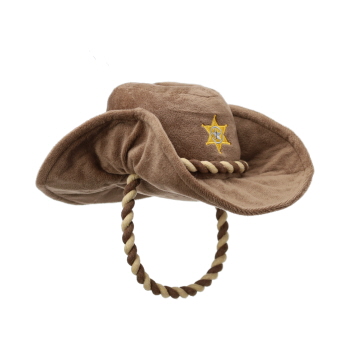 Barkaroo Sheriff Cowboy Hat Plush with Rope Squeaky Dog Toy