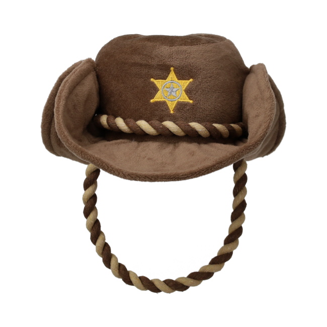 Barkaroo Sheriff Cowboy Hat Plush with Rope Squeaky Dog Toy #2