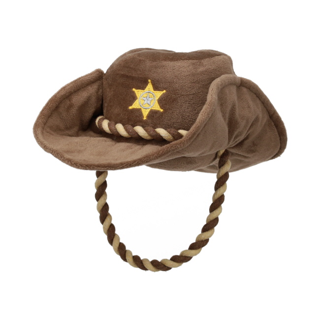 Barkaroo Sheriff Cowboy Hat Plush with Rope Squeaky Dog Toy #3