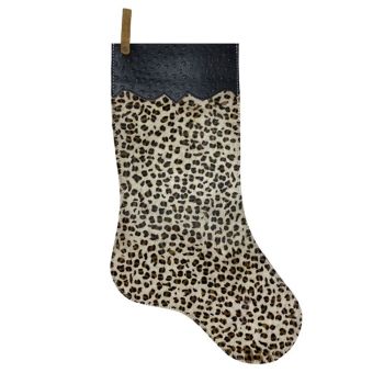 Showman Cheetah Cowhide Christmas Stocking - Ostrich Cuff