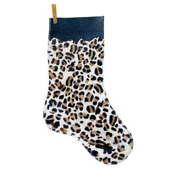 Showman Ostrich Cuff Cowhide Christmas Stocking - Ivory Leopard