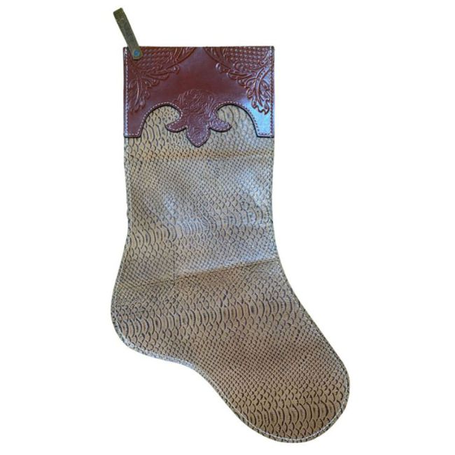 Showman Tooled Leather Christmas Stocking - Snake Skin