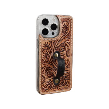 Showman Wild Sunflower Leather Tooled Phone Case - iPhone 13 Pro