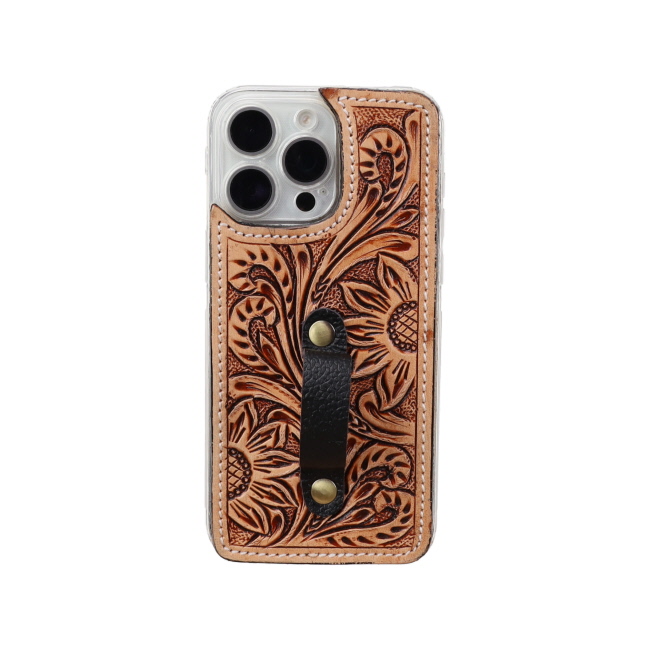 Showman Wild Sunflower Leather Tooled Phone Case - iPhone 13 Pro #2