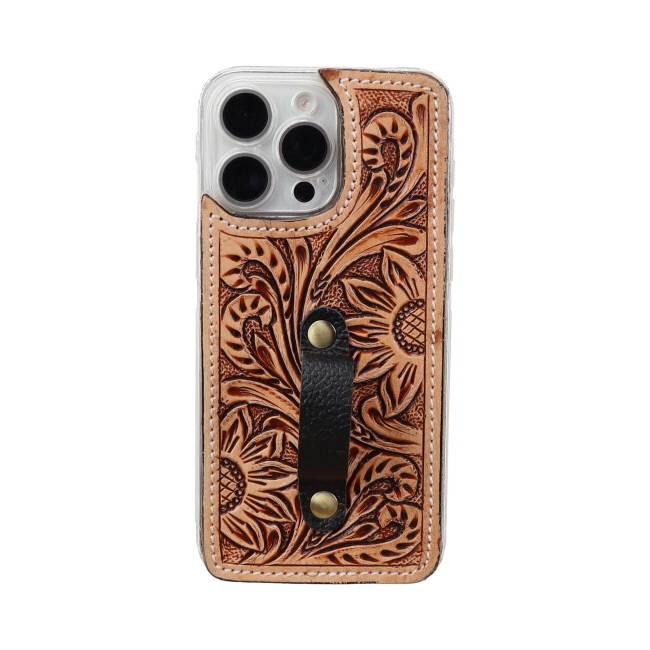 Showman Wild Sunflower Leather Tooled Phone Case - iPhone 15 Pro Max #2