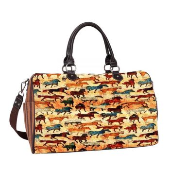 Montana West Multi Color Horse Print Canvas Weekender Bag