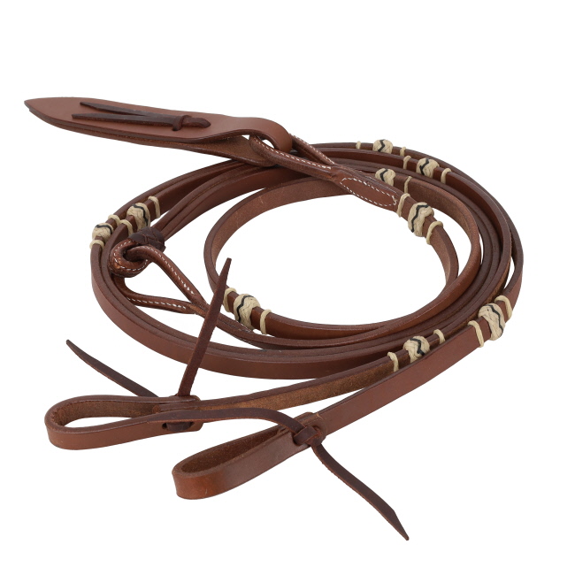 Showman 8' Flat Leather Romal Reins #2