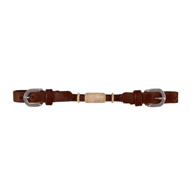 Showman Argentina Cow Leather Rolled Curb Strap with Rawhide - Oily Brown