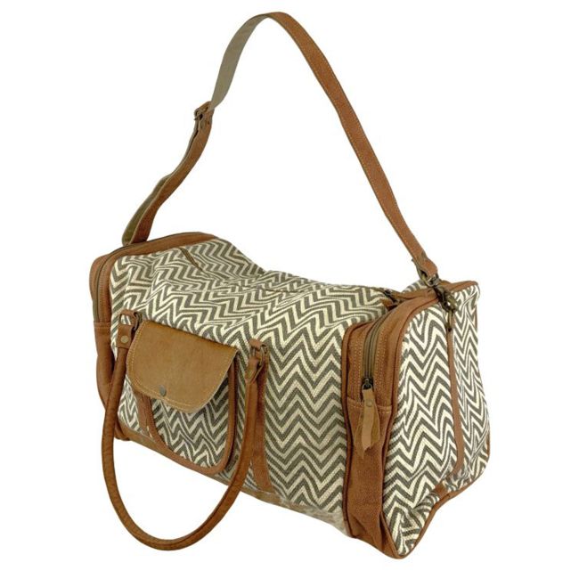 Klassy Cowgirl Chevron Upcycled Weekender Duffle Bag