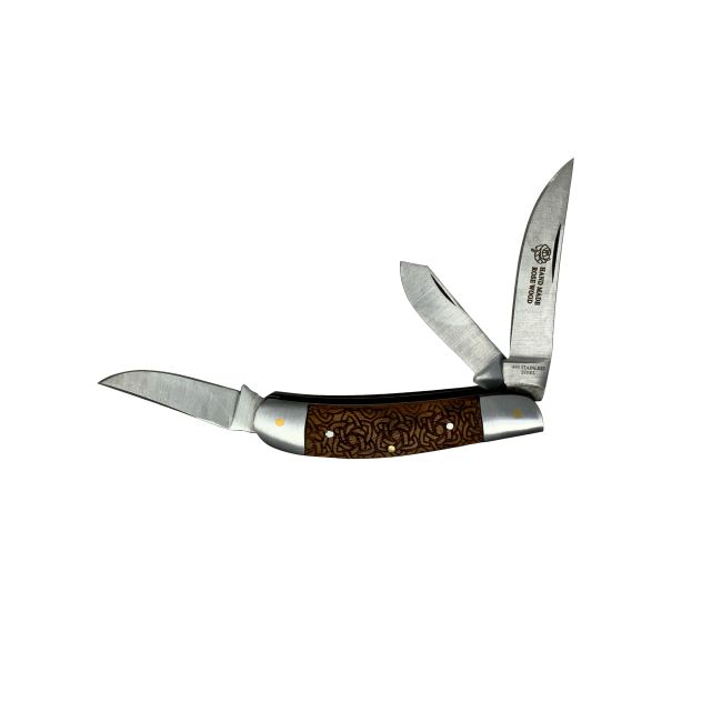 Triple Edge Rosewood Folding Pocket Knife