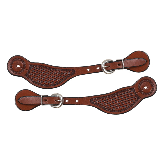 Showman Men's Argentina Cow Leather Medium Basketweave Spur Strap