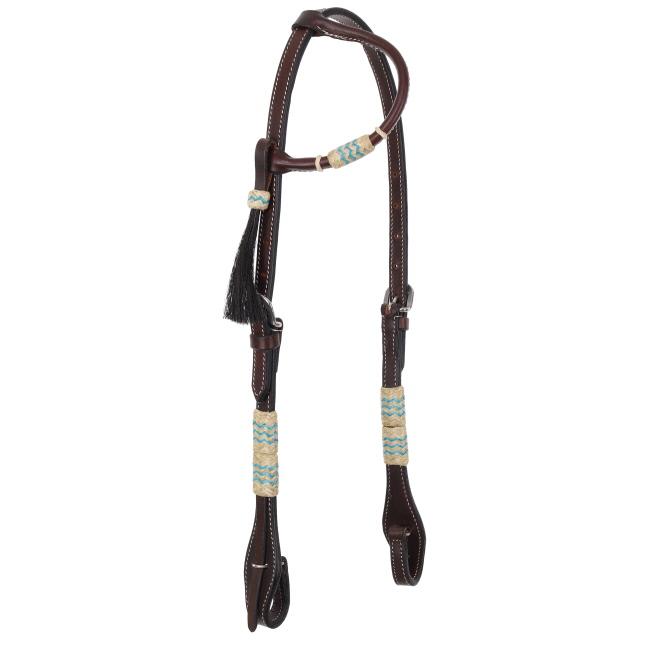 Showman Argentina Cow Leather Turquoise Rawhide One Ear Headstall