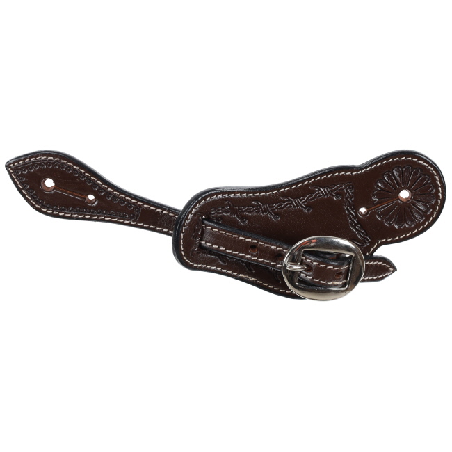 Showman Men's Argentina Cow Leather Barbed Wire Tooled Spur Strap #2