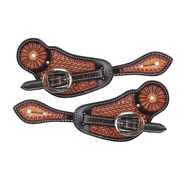 Showman Men's Argentina Cow Leather Wrangler's Weave Spur Strap