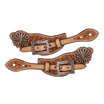 Showman Youth Argentina Cow Leather Copper Leaf Spur Strap