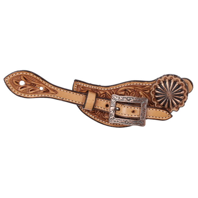 Showman Youth Argentina Cow Leather Copper Leaf Spur Strap #2