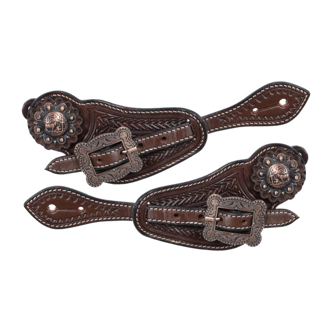 Showman Men's Argentina Cow Leather Dark Copper Spur Strap