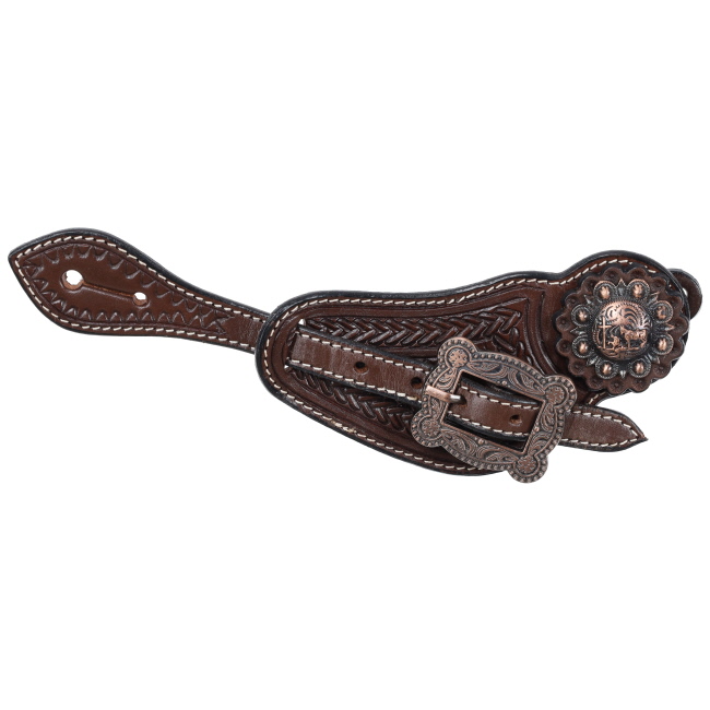 Showman Men's Argentina Cow Leather Dark Copper Spur Strap #2